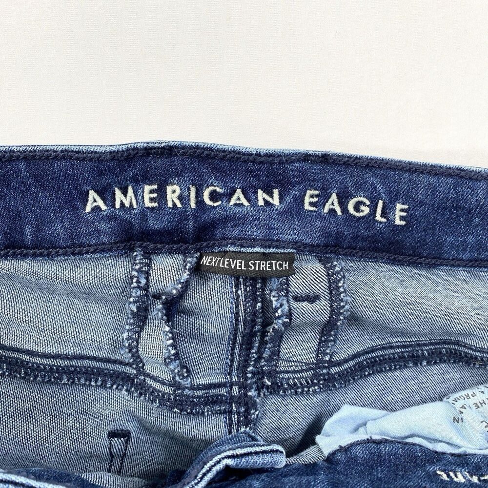 American Eagle Jeans Festival Flare Mid Rise Stretch Denim Womens 12 Blue Hippie - Picture 6 of 13